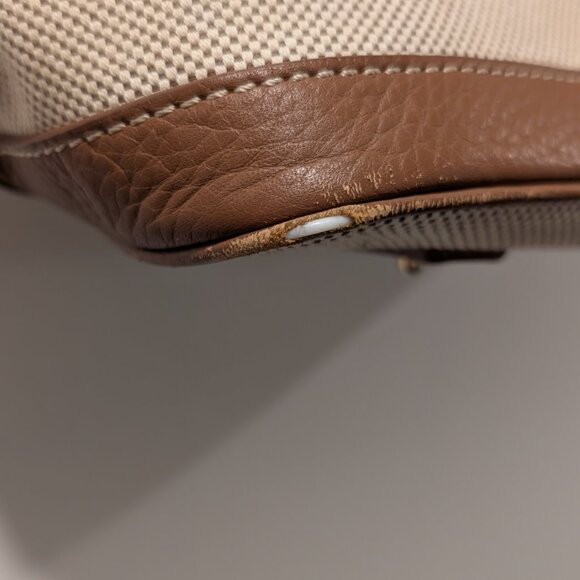 Dooney & Bourke 1975 Donegal Canvas Tote Leather Trimmed Ivory Brown Trim - Picture 6 of 8